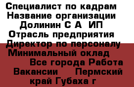 Специалист по кадрам › Название организации ­ Долинин С.А, ИП › Отрасль предприятия ­ Директор по персоналу › Минимальный оклад ­ 28 000 - Все города Работа » Вакансии   . Пермский край,Губаха г.